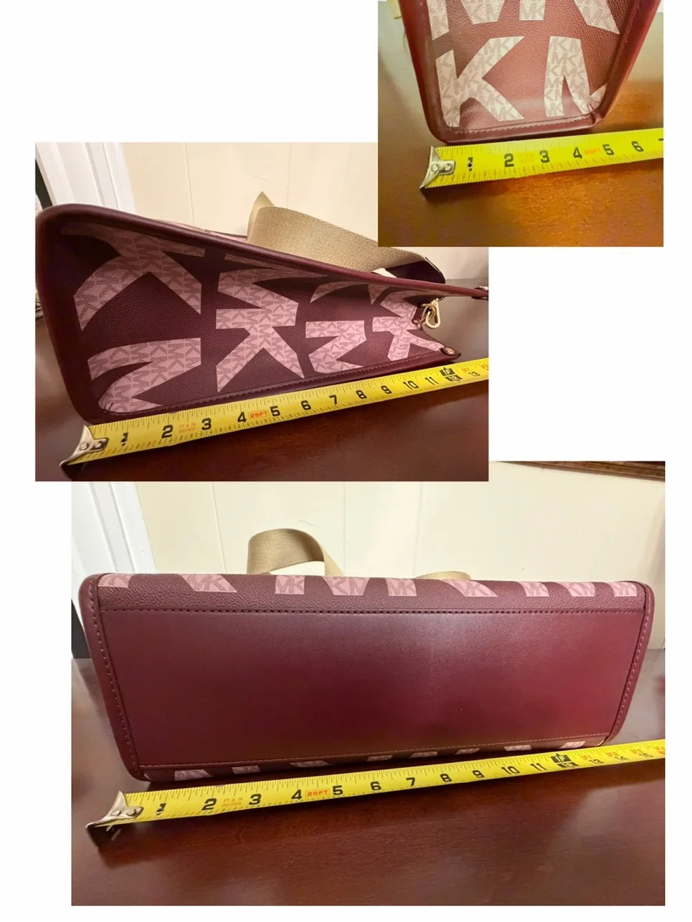 Michael Kors Royal Pink & plum Coated Canvas Leather Maple North South Tote - Picture 9 of 10